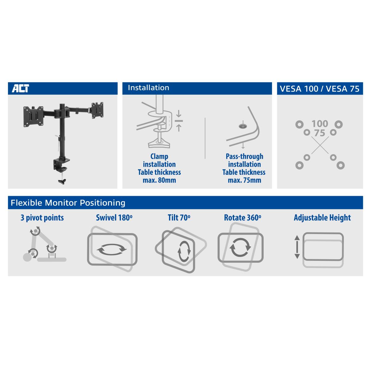 Dual Monitor Arm Office Solid Pro