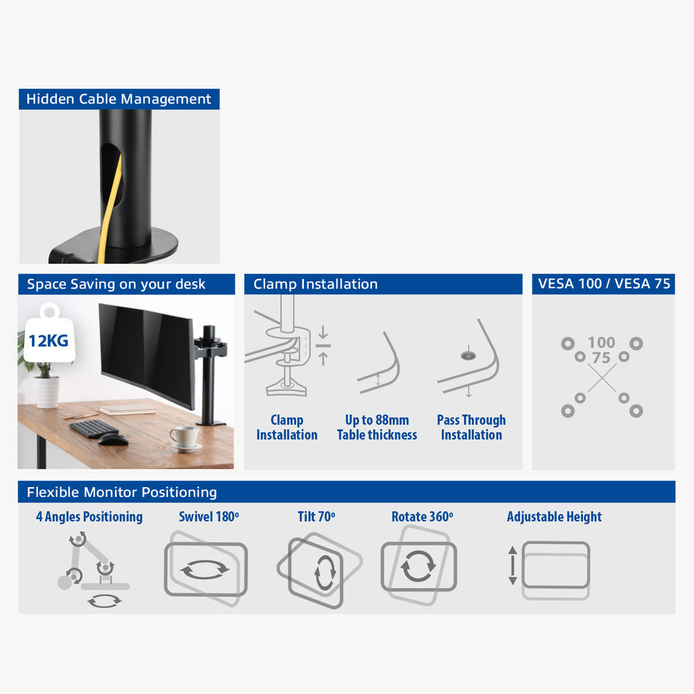 Dual Monitor Arm Office Solid Pro