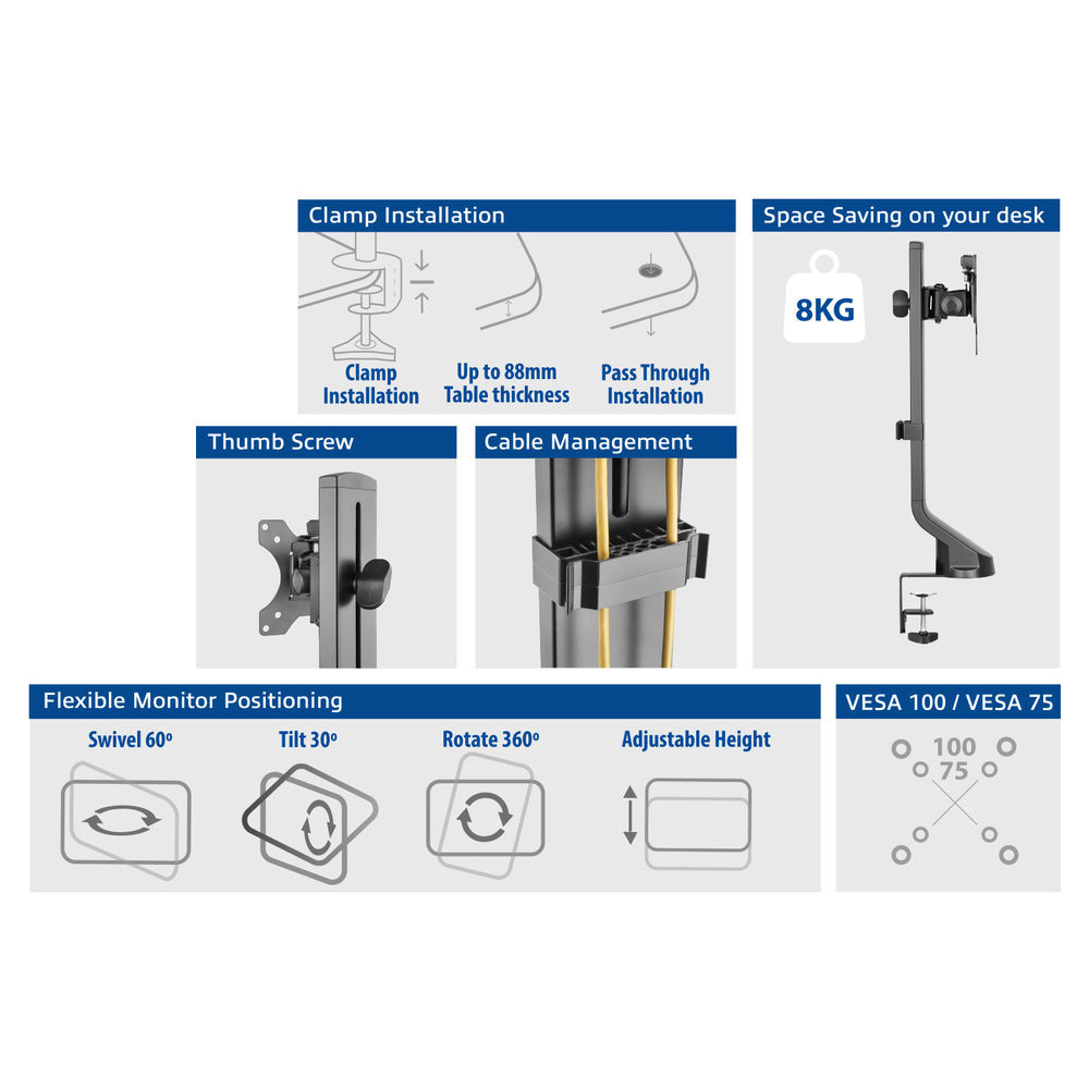 Single Monitor Arm Office Quick Height Adjustment