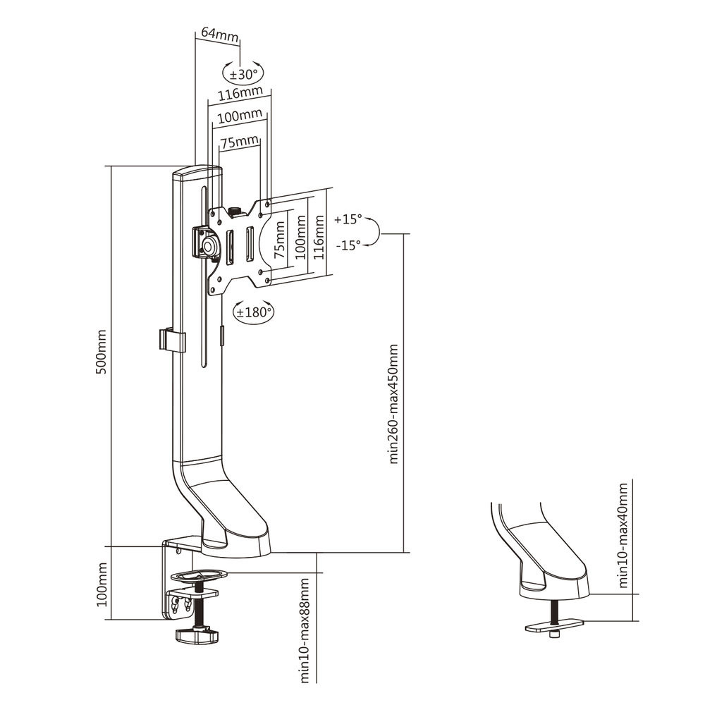 Single Monitor Arm Office Quick Height Adjustment