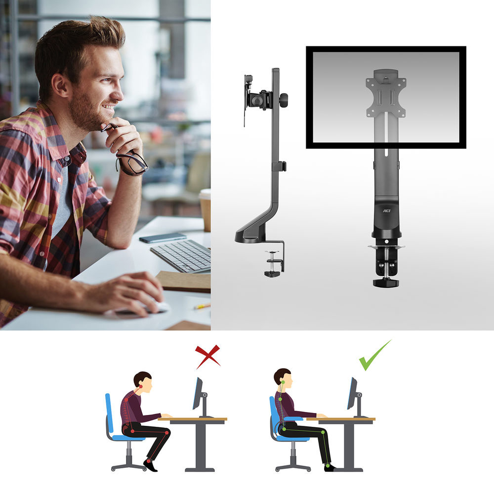 Single Monitor Arm Office Quick Height Adjustment