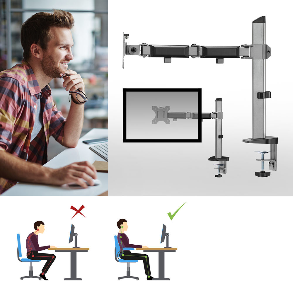 Single Monitor Arm Office, Silver