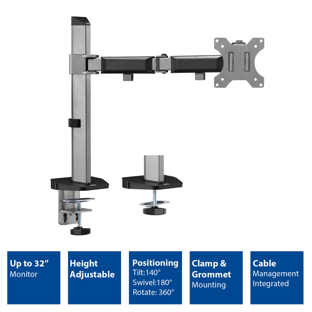 Single Monitor Arm Office, Silver