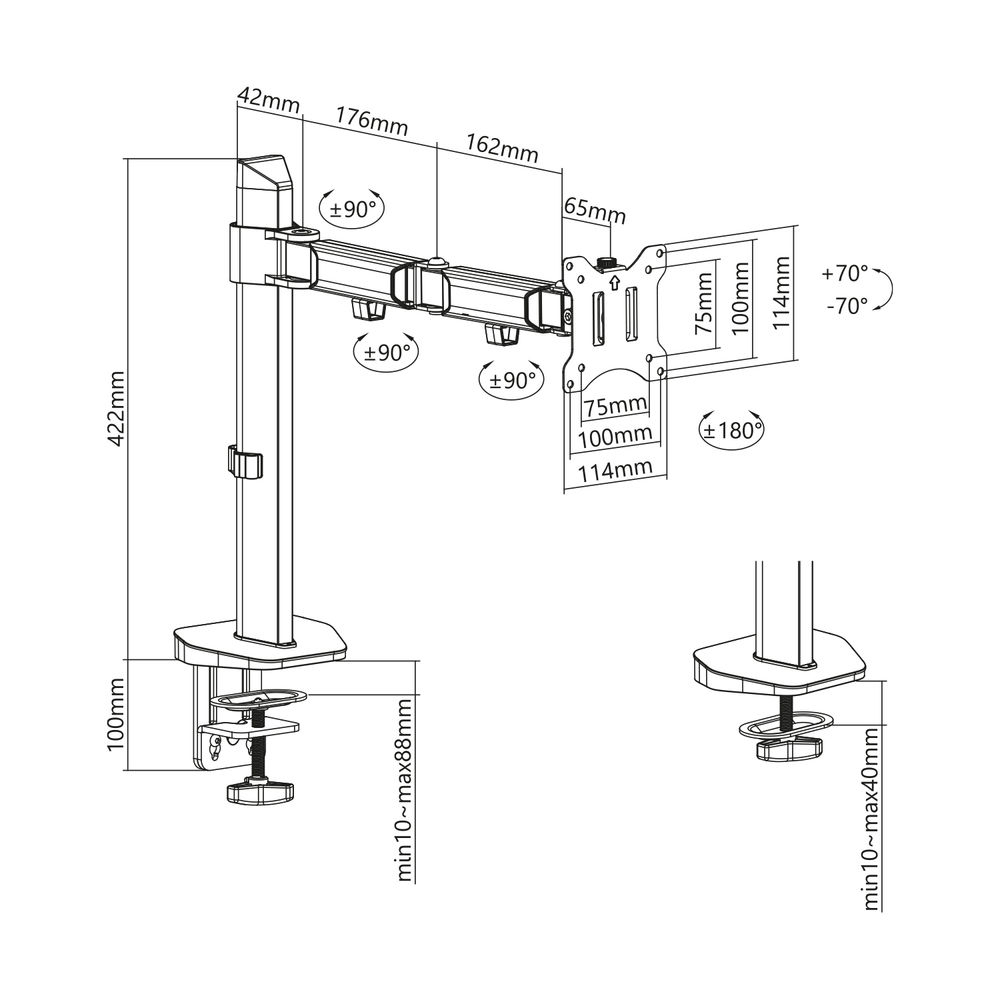 Single Monitor Arm Office, Silver