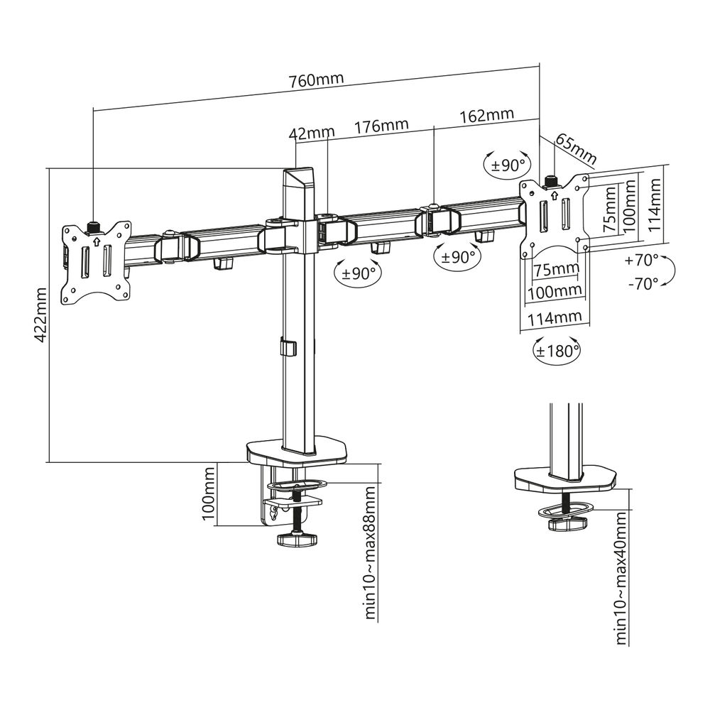 Dual Monitor Arm Office Silver