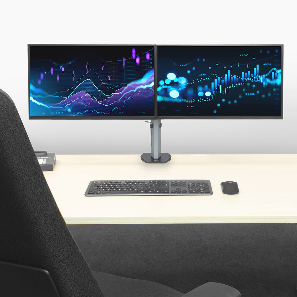Dual Monitor Arm Office Silver