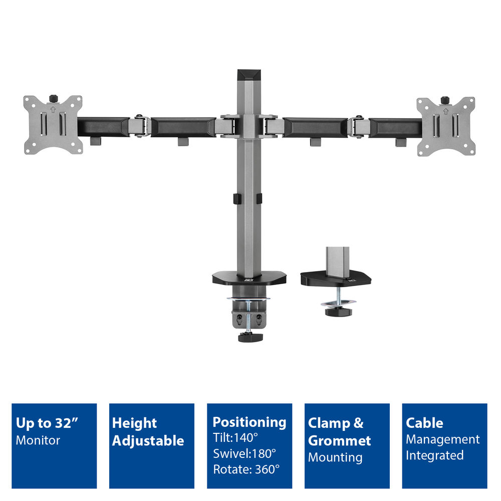 Dual Monitor Arm Office Silver