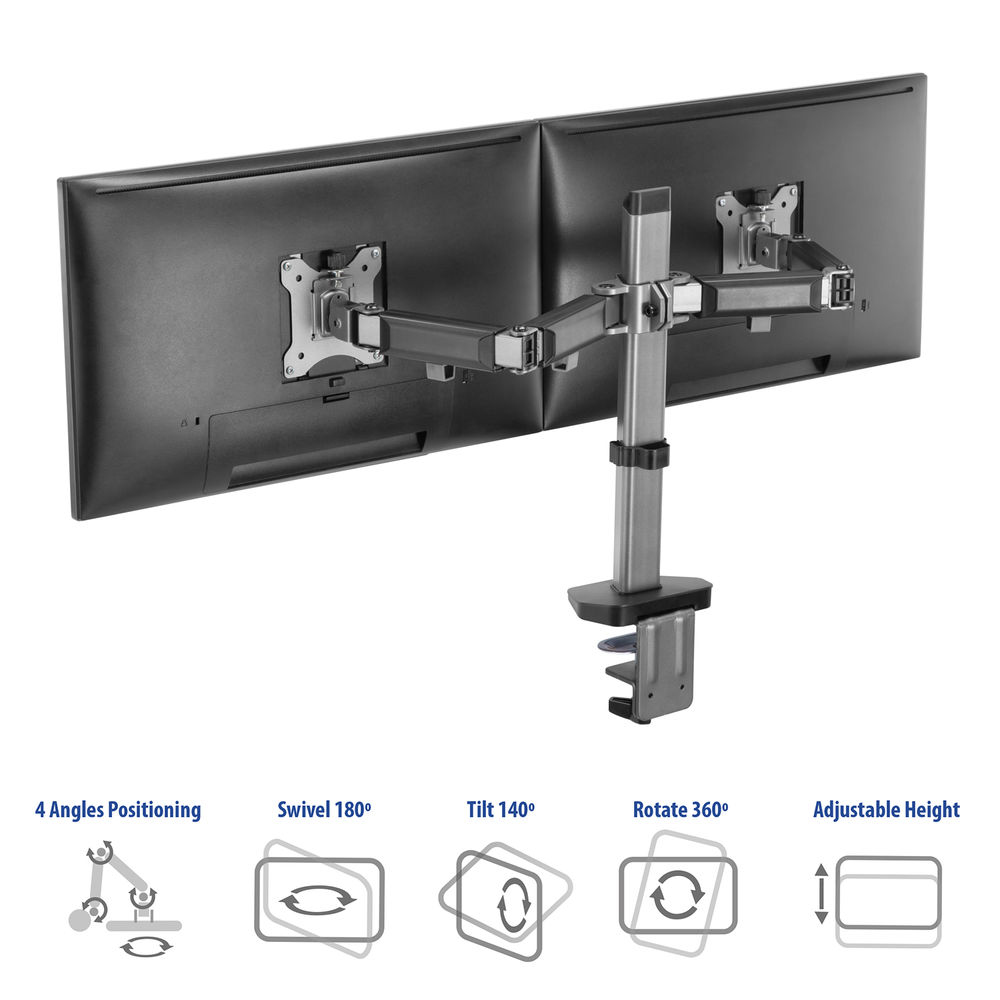 Dual Monitor Arm Office Silver