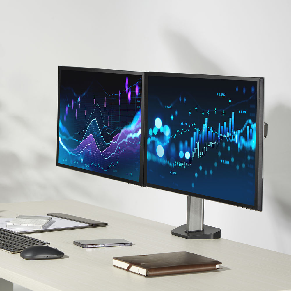 Dual Monitor Arm Office Silver