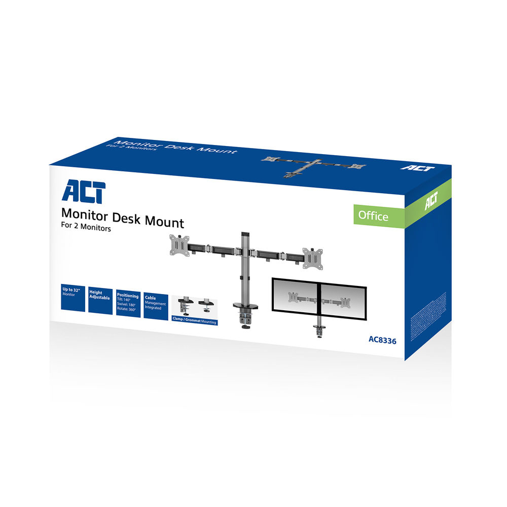 Dual Monitor Arm Office Silver