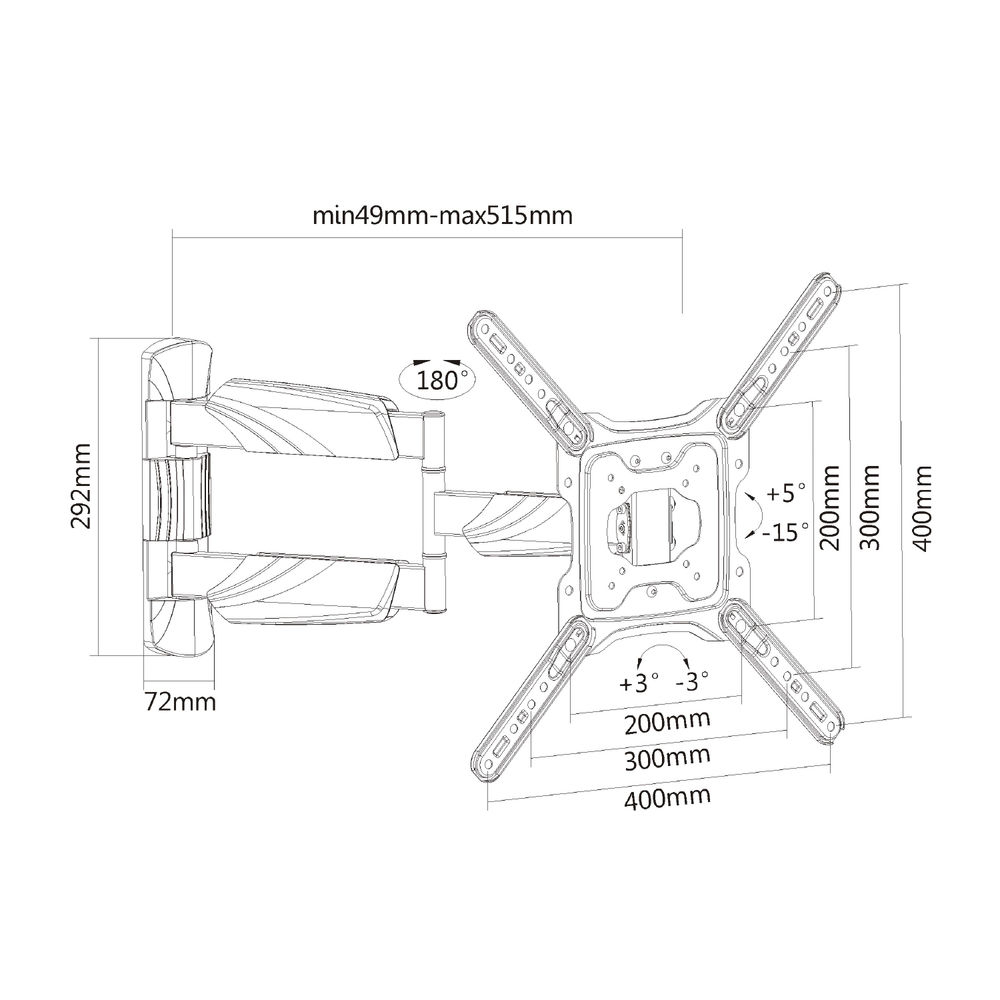 Full Motion TV Wall Mount 23in up to 55in VESA