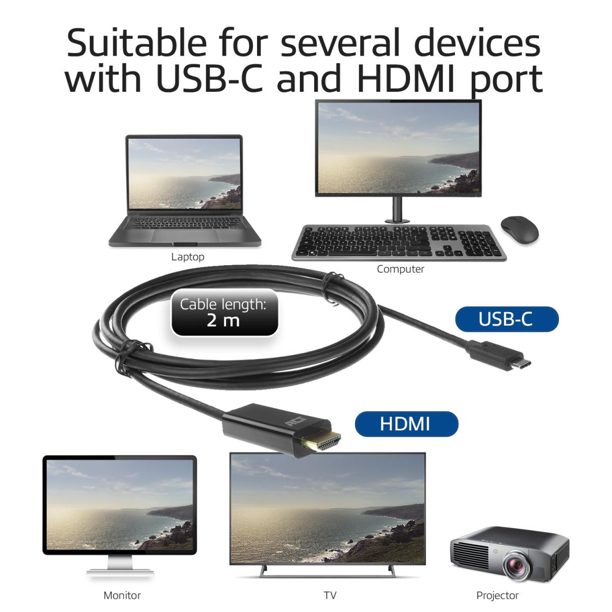 USB-C to HDMI Male Connection Cable 4K