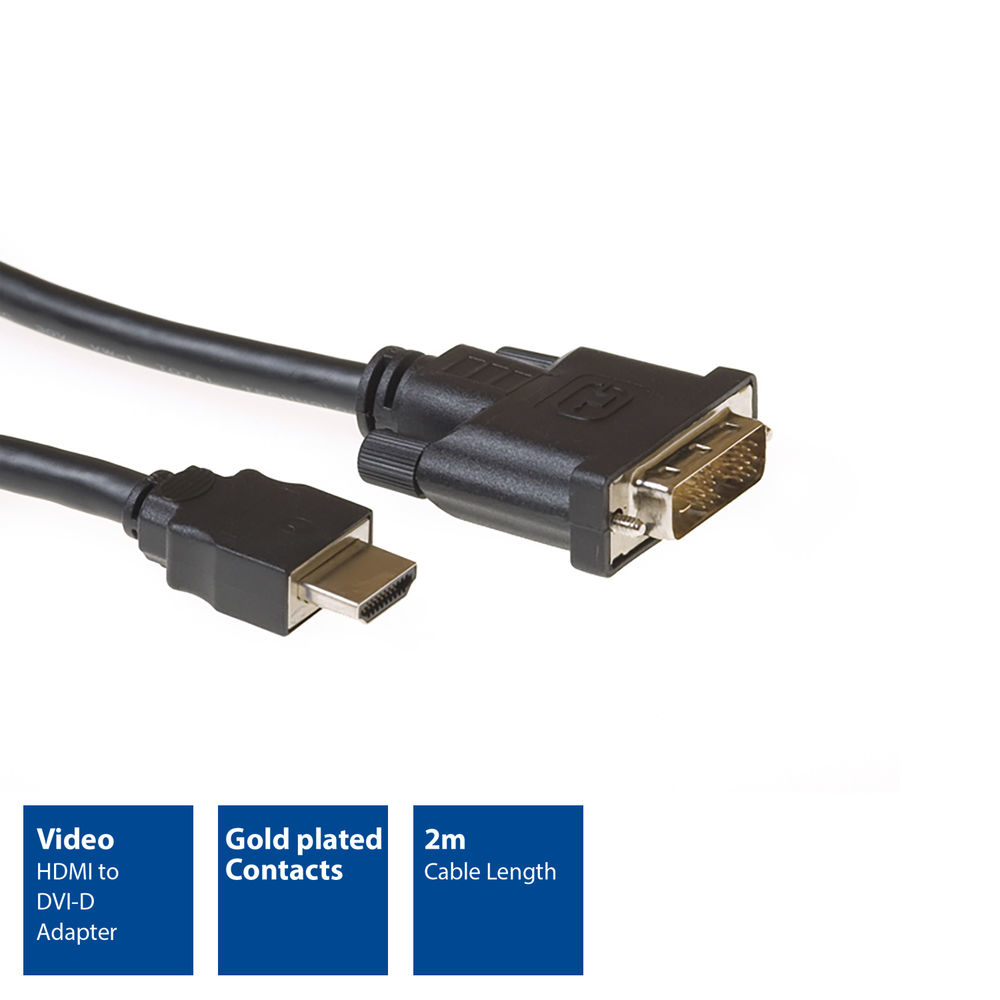 HDMI to DVI-D Adapter Cable HDMI A Male - DVI-D Single Link Male 18+1 2m