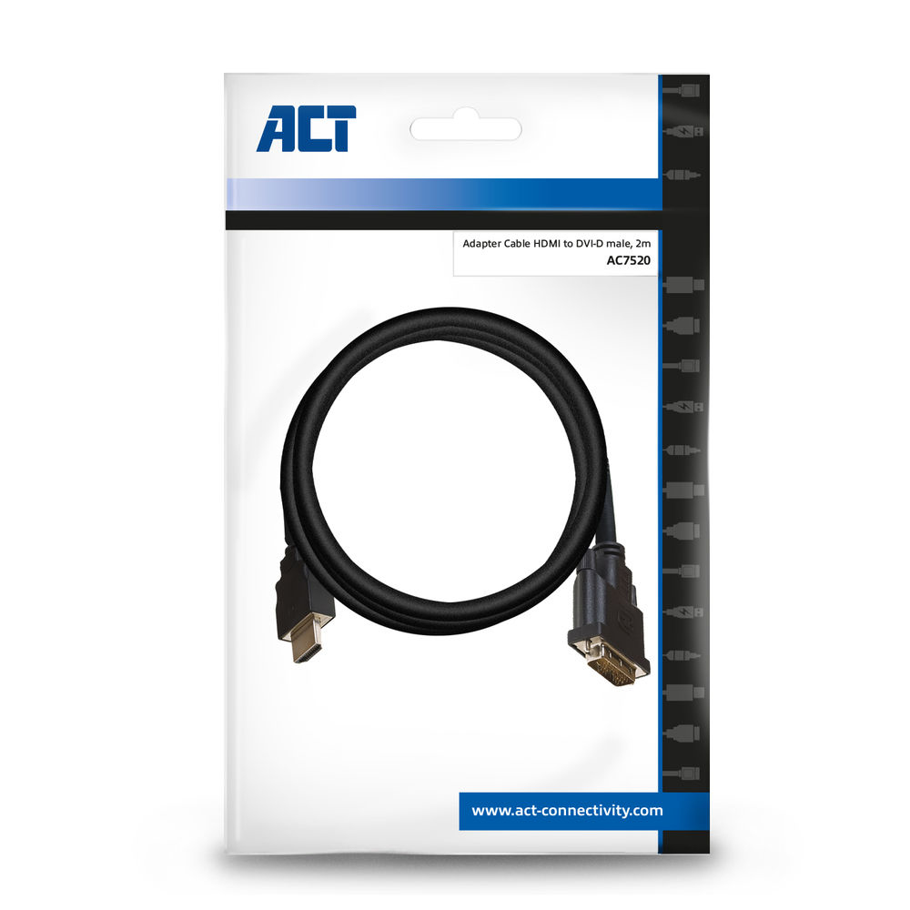 HDMI to DVI-D Adapter Cable HDMI A Male - DVI-D Single Link Male 18+1 2m