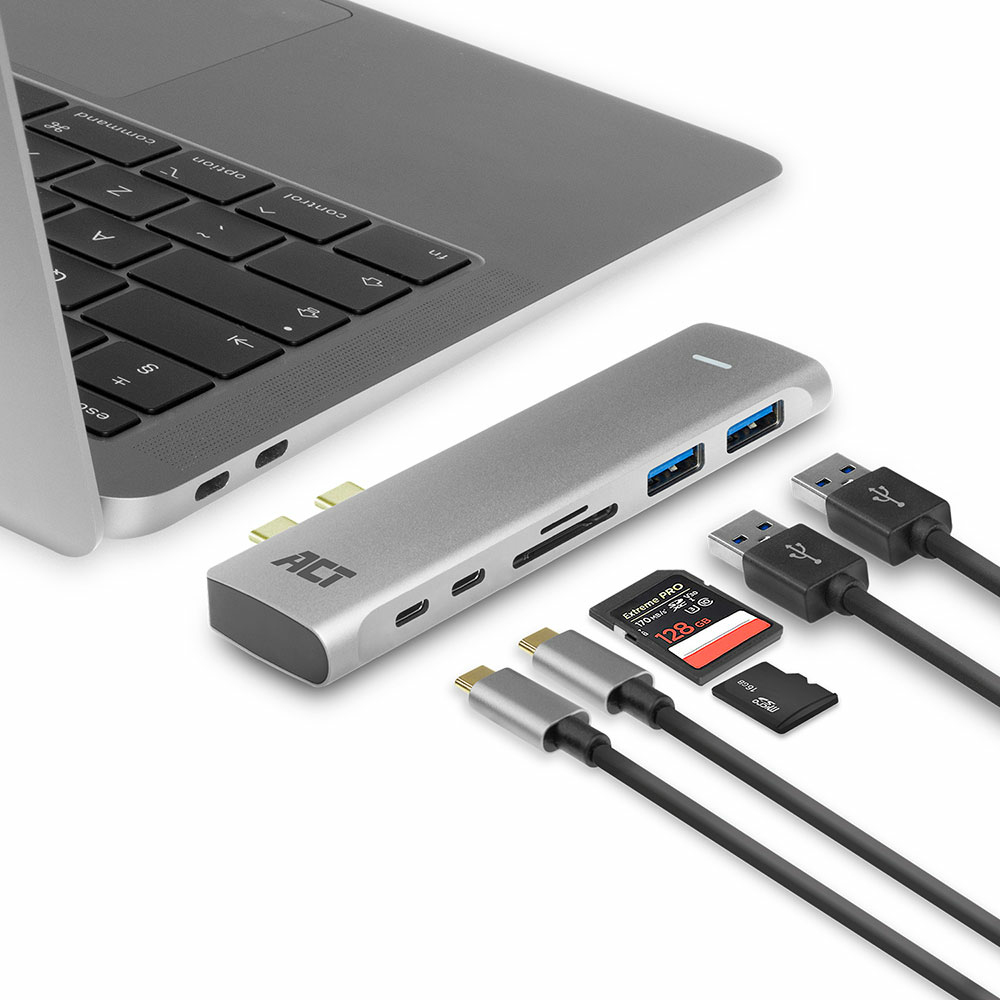 Converter USB-C Thunderbolt 3 - HDMI / 2 x USB-A / 2 x USB-C / card-reader / Thunderbolt Pass-throug