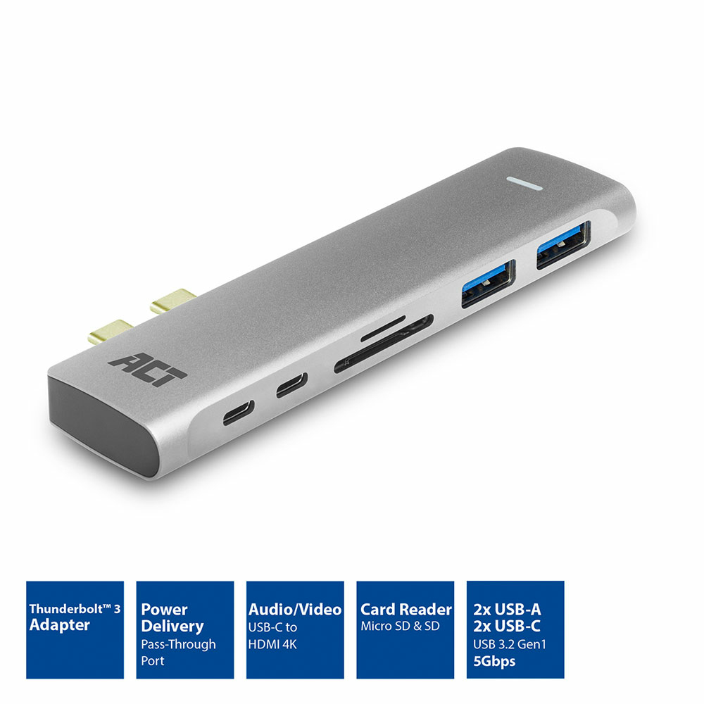Converter USB-C Thunderbolt 3 - HDMI / 2 x USB-A / 2 x USB-C / card-reader / Thunderbolt Pass-throug