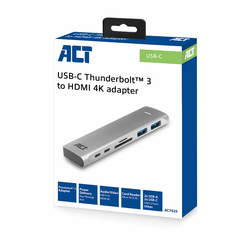 Converter USB-C Thunderbolt 3 - HDMI / 2 x USB-A / 2 x USB-C / card-reader / Thunderbolt Pass-throug