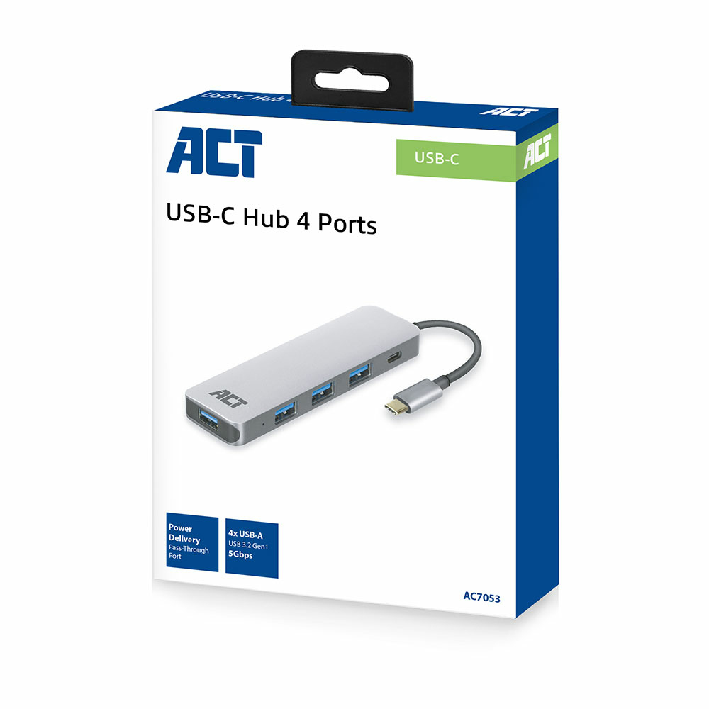 USB-C Hub with 4x USB-A USB-C PD Pass-Through 60W