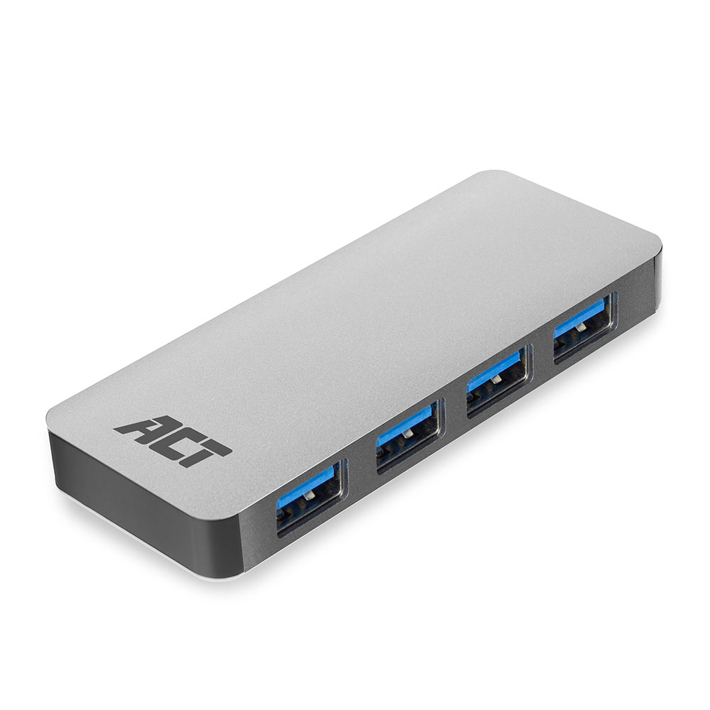 USB-A Hub with Power Supply Number of Ports: 4x USB A Female Cable Length 0.50m Aluminium Housing