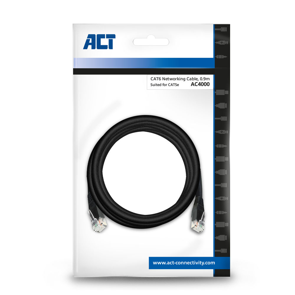 Patch Cable - CAT6 - U/utp - 1m - Black