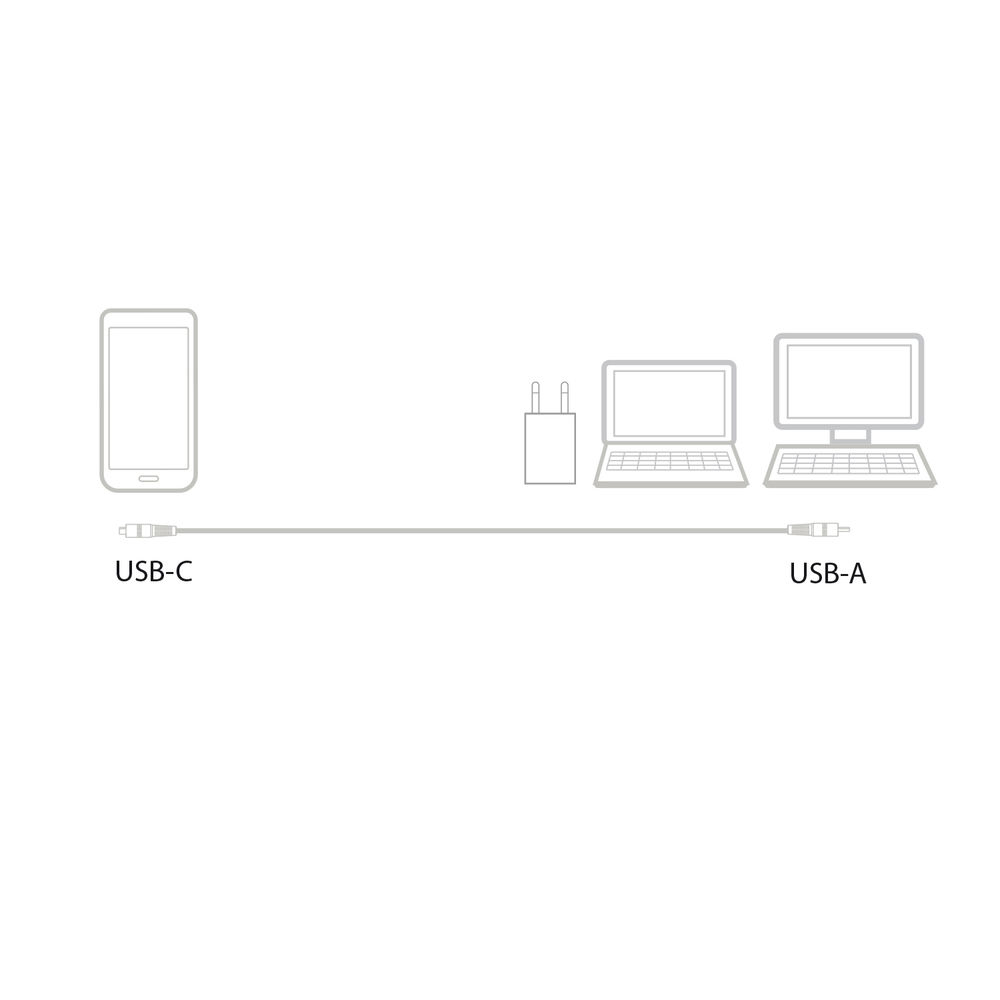 USB-A Charging and Sync Cable USB-C Male Nylon 1m