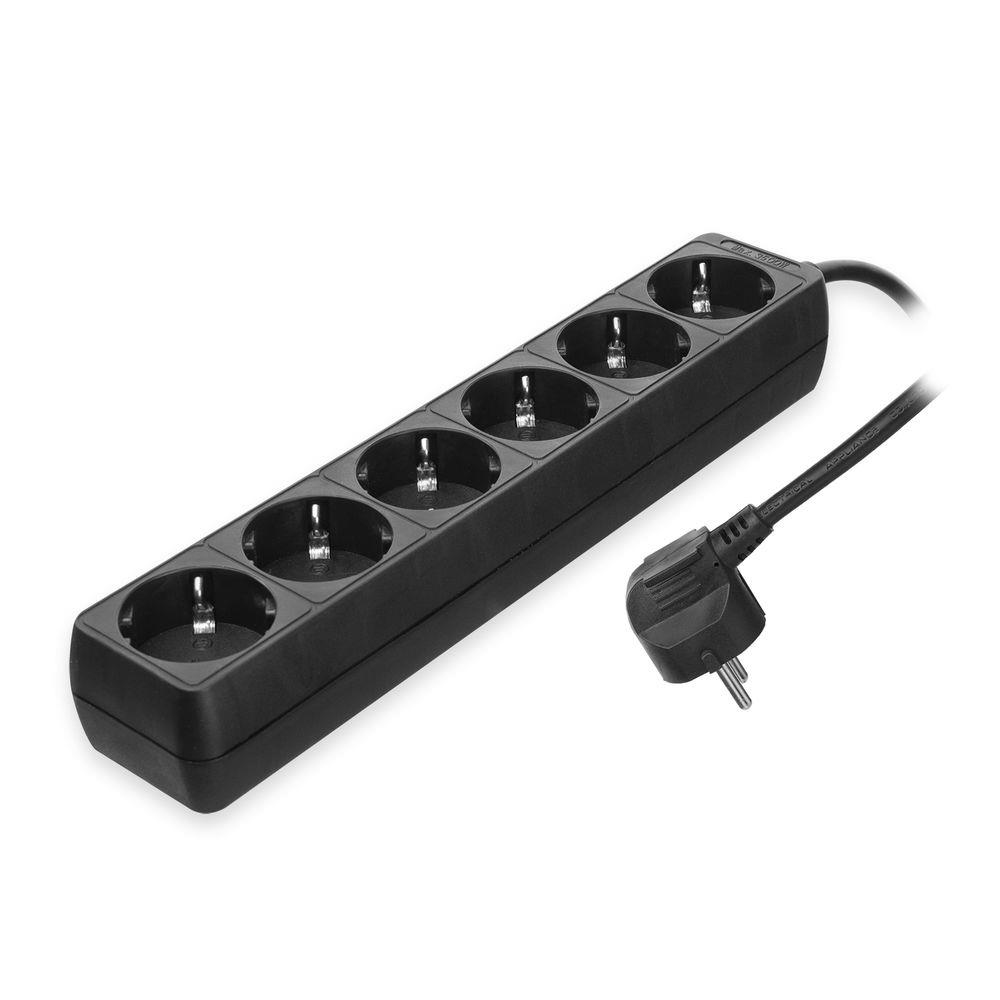 Power Strip 6 Sockets 3m Black