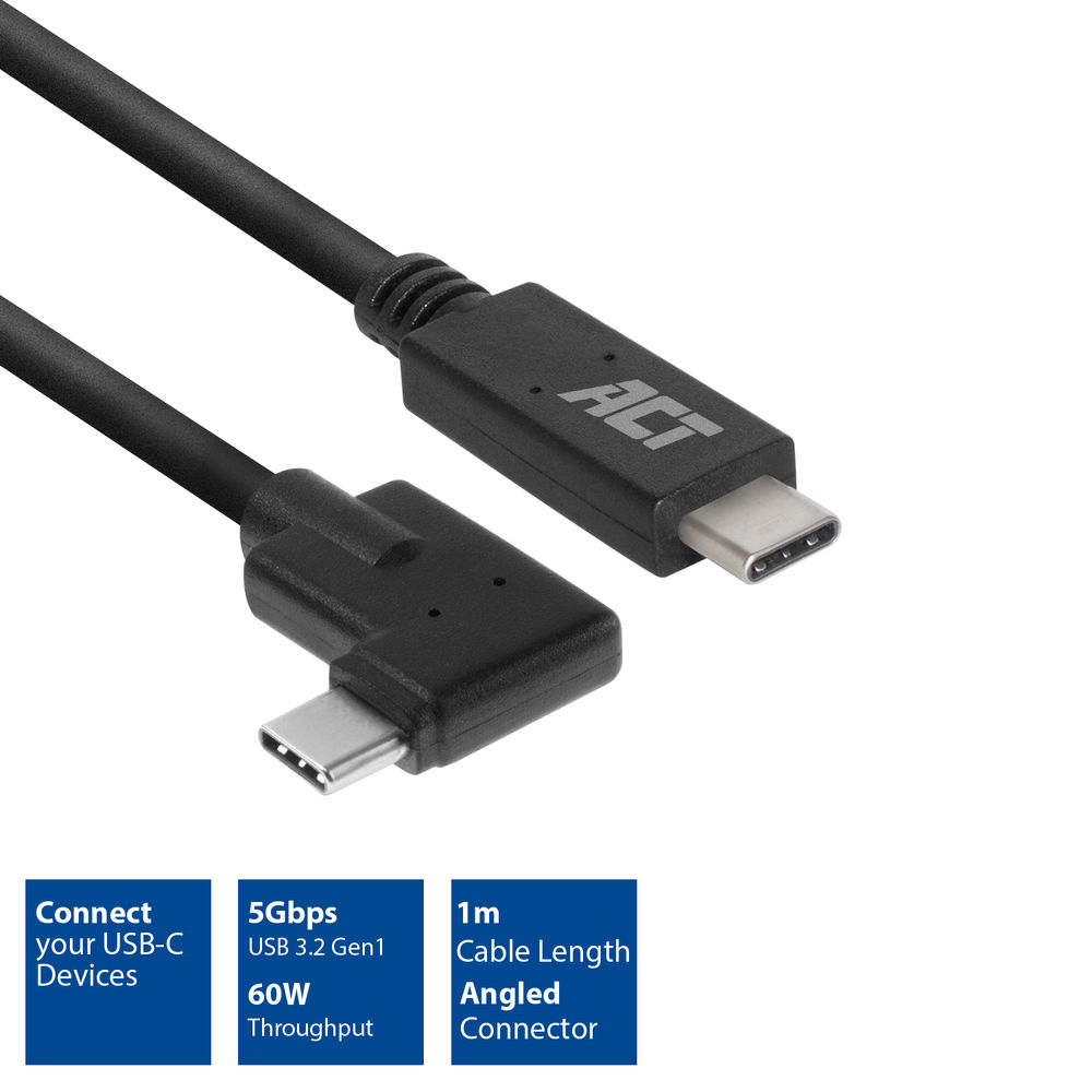 USB 3.2 Gen1 Connection Cable C Male (Straight) - C Male (Angled) 1M