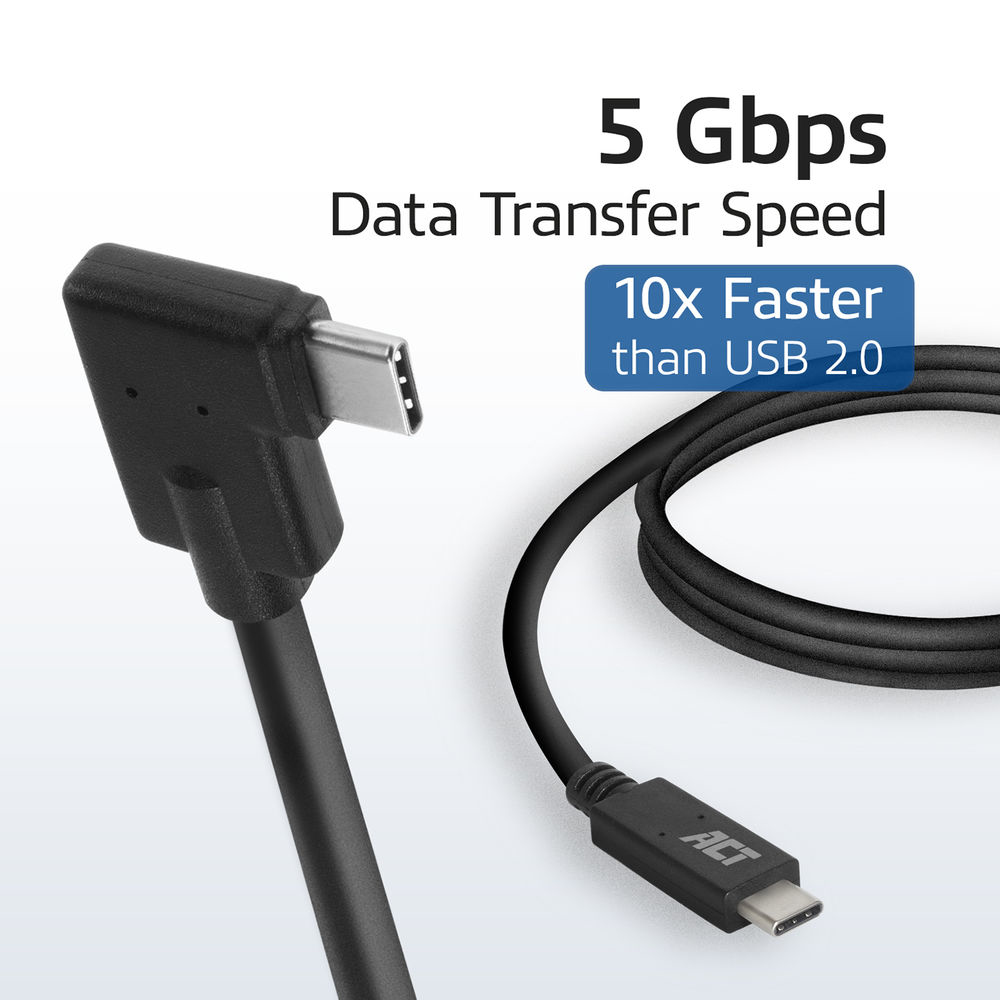 USB 3.2 Gen1 Connection Cable C Male (Straight) - C Male (Angled) 1M