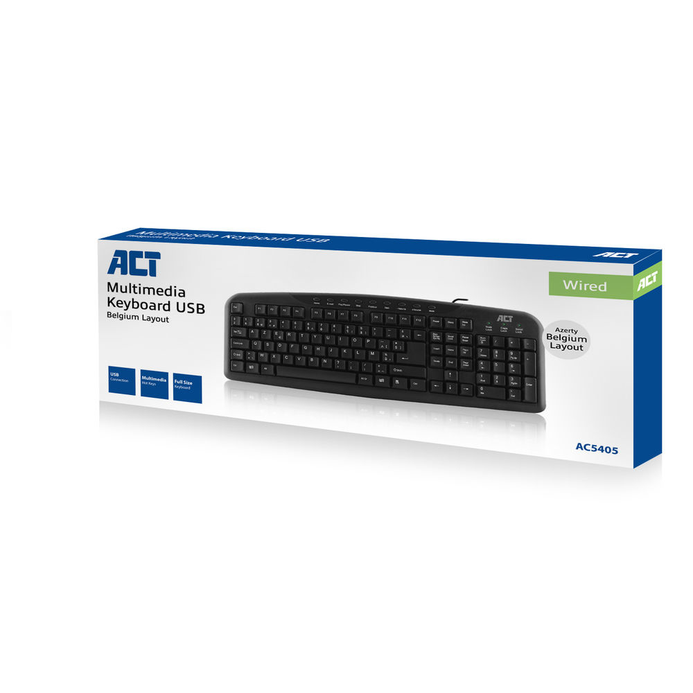 Multimedia Keyboard USB Azerty Belgian Black