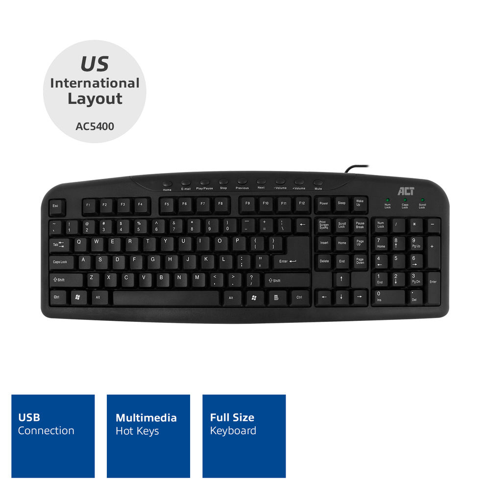 Multimedia Keyboard USB Qwerty US/Int'l