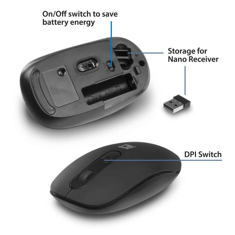 Wireless Mouse Black 800/1000/1200dpi