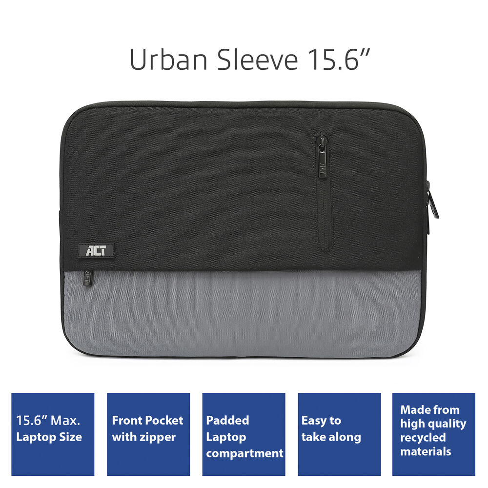 Urban Laptop Sleeve 15.6in Black/Grey