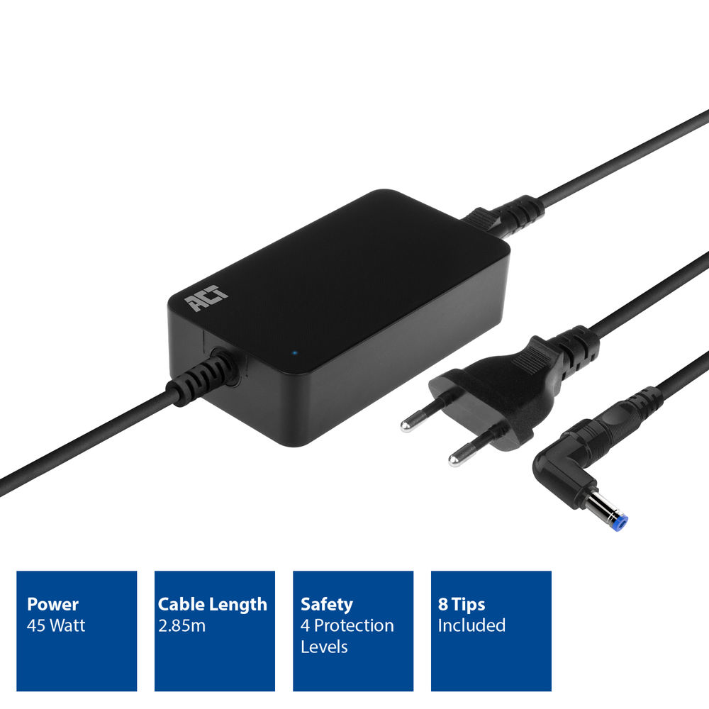 Ultra Slim Size Laptop Charger 45w (for Laptops Up To 15.6 Inch)