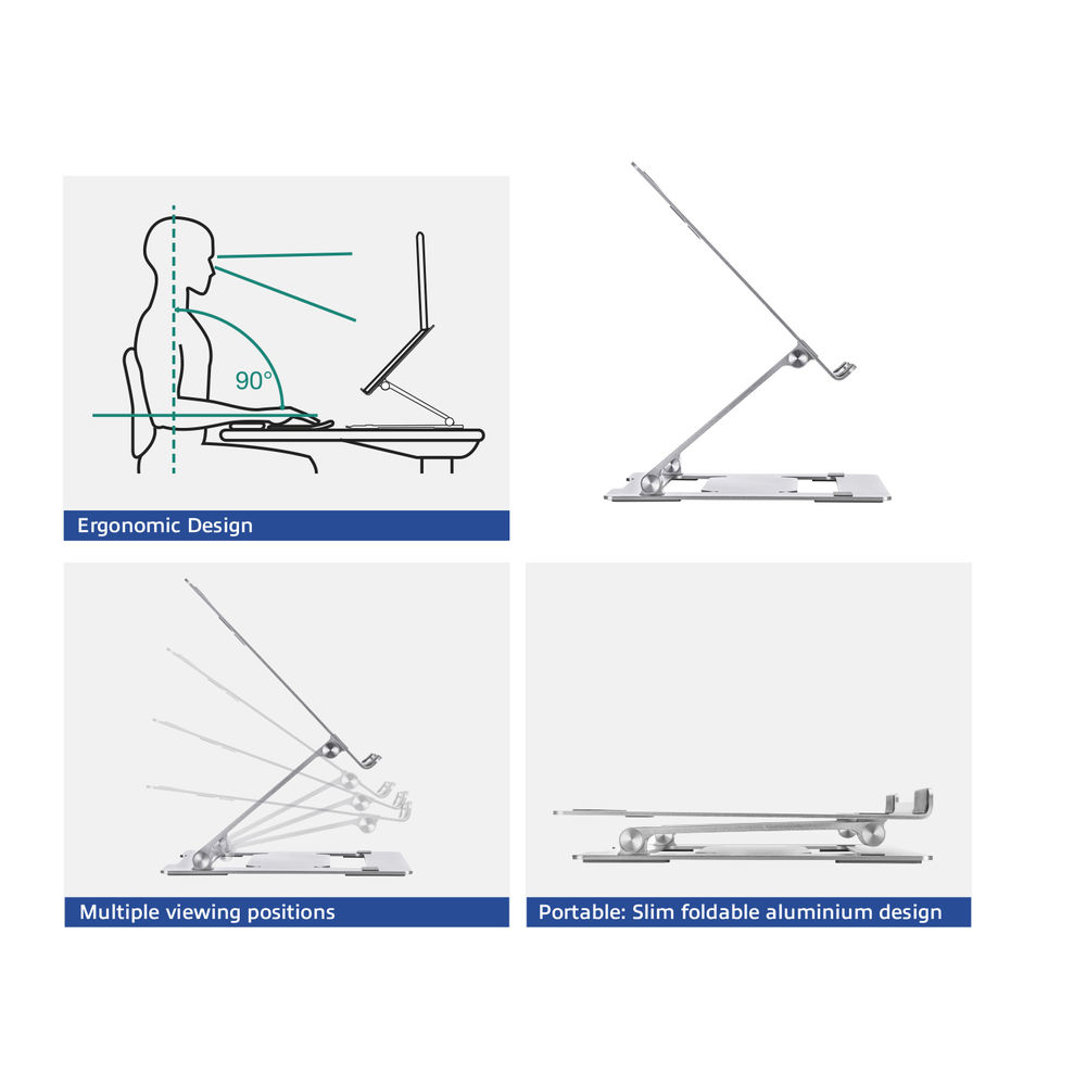 Foldable Laptop Stand Aluminium Stepless Height Adjustable