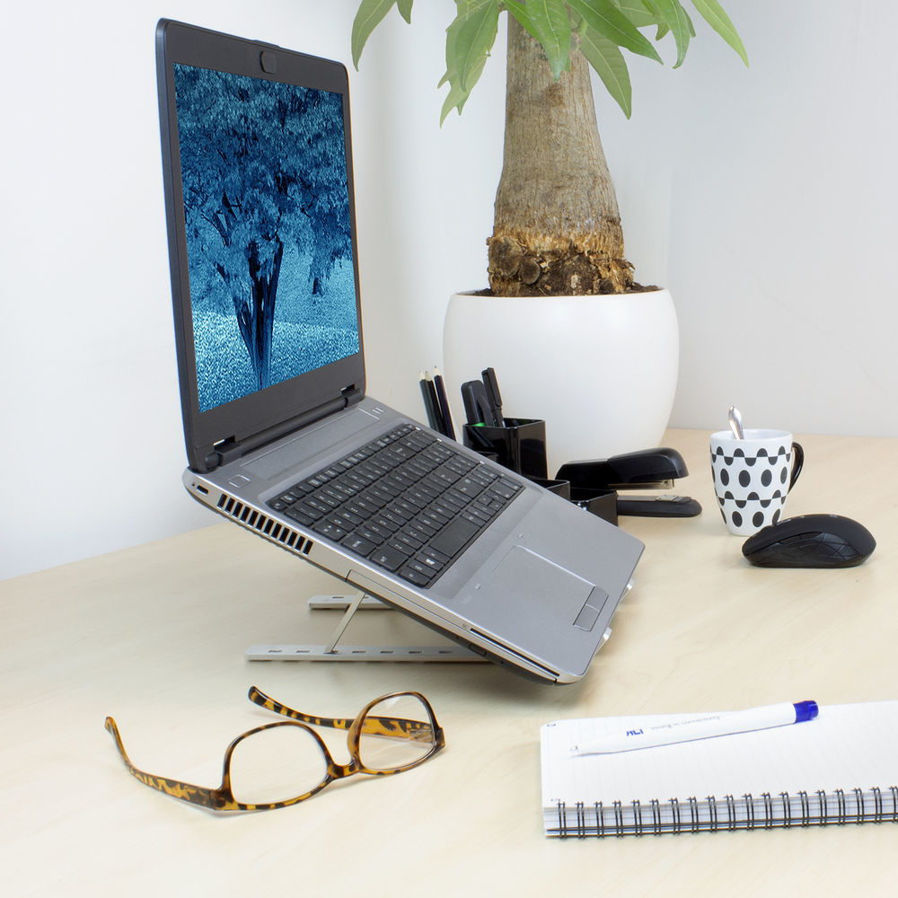 Foldable laptop stand aluminium 7 positions height adjustable