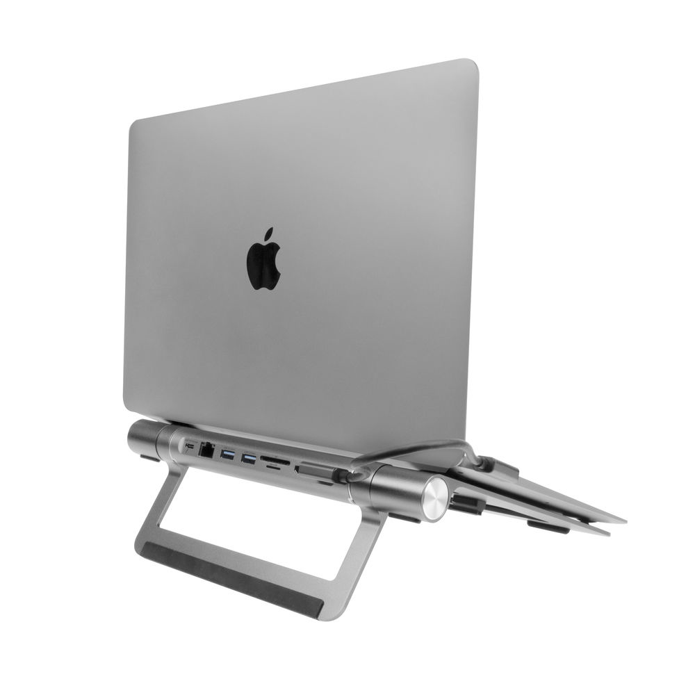 Laptop Stand Aluminium, Stepless Height Adjustable Detachable USB-C Docking Station