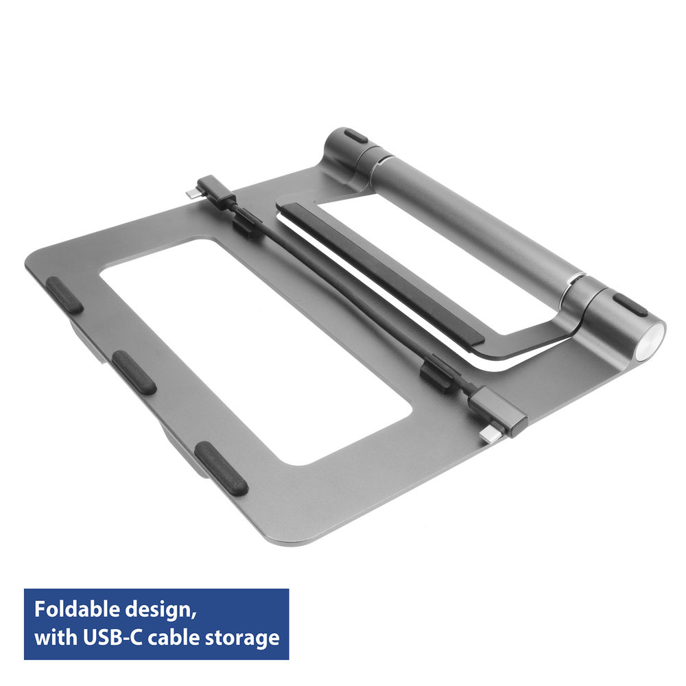 Laptop Stand Aluminium, Stepless Height Adjustable Detachable USB-C Docking Station