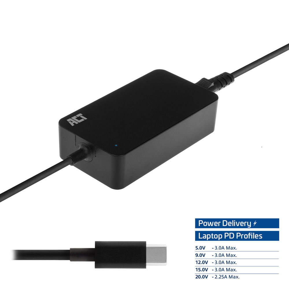 USB-c Laptop Charger With Power Delivery Profiles 45w