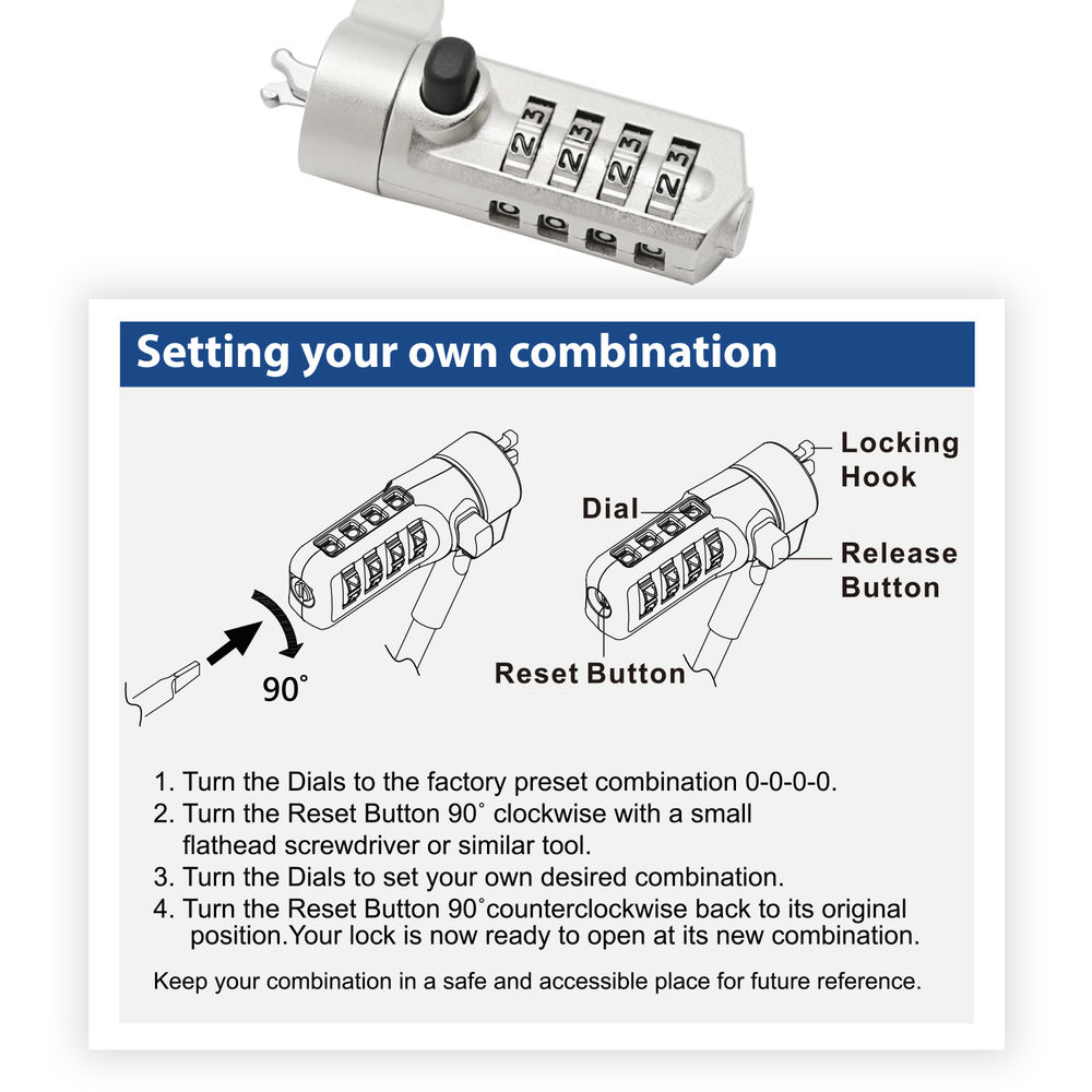 Wedge Laptop Lock With Combination Lock