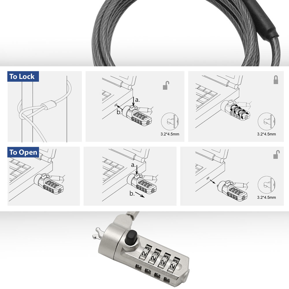 Wedge Laptop Lock With Combination Lock