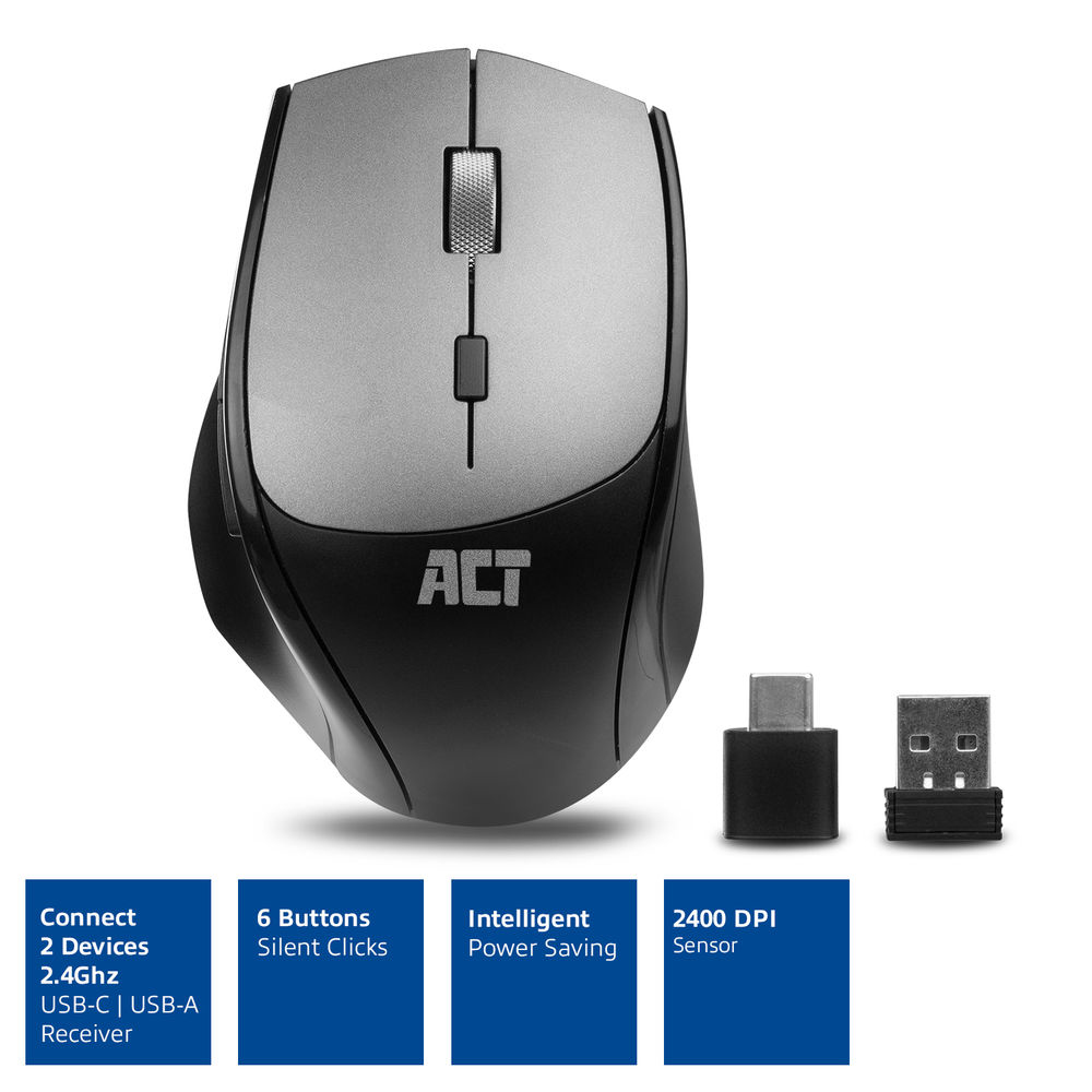 Wireless Dual-connect Mouse Silent Click 2400 Dpi Black