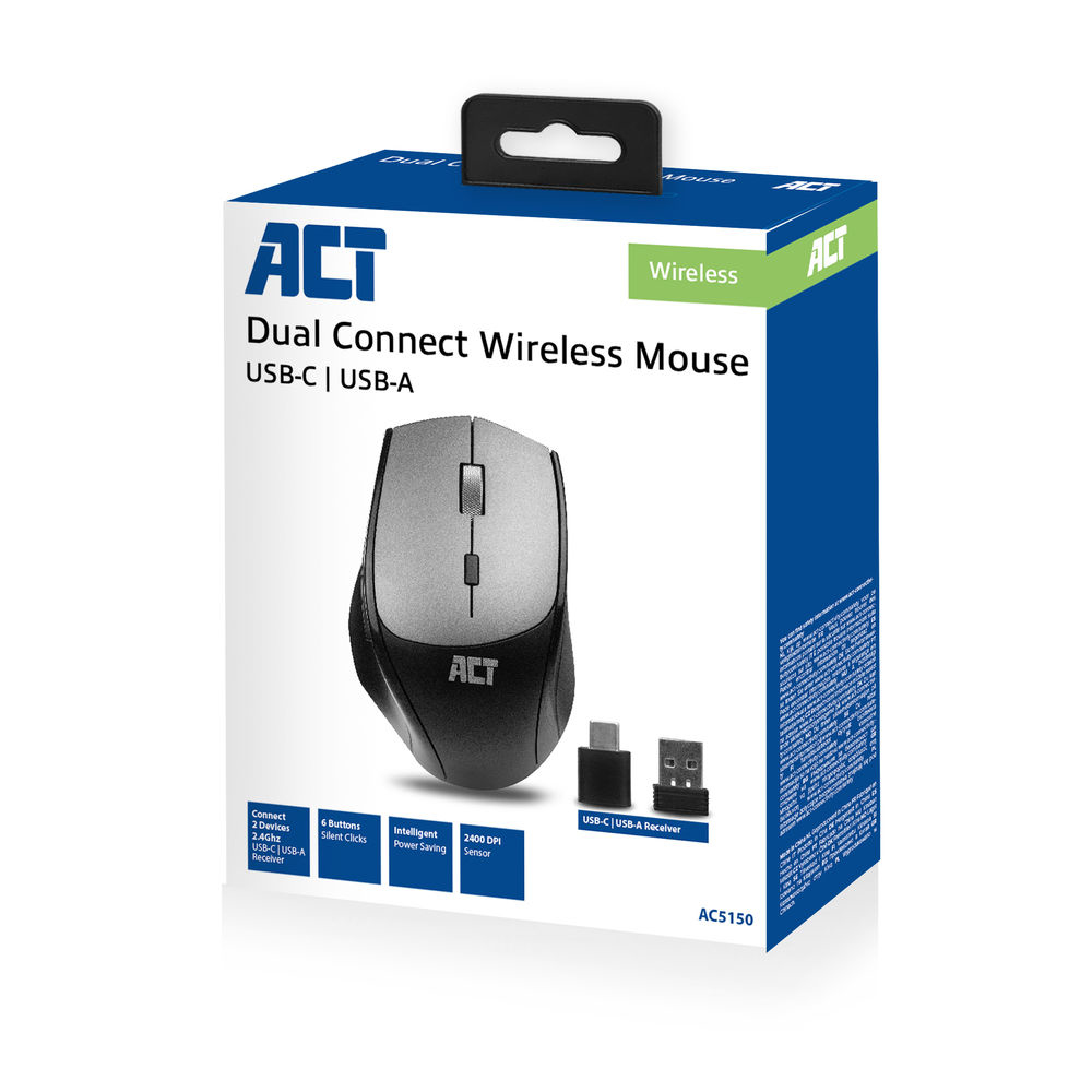 Wireless Dual-connect Mouse Silent Click 2400 Dpi Black