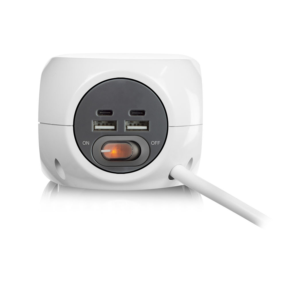 Power Socket Cube (PDU) with 3 Sockets Type E USB-C/USB-A Ports 1.5m