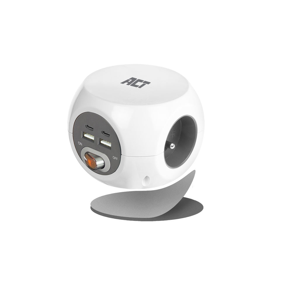 Power Socket Cube (PDU) with 3 Sockets Type E USB-C/USB-A Ports 1.5m