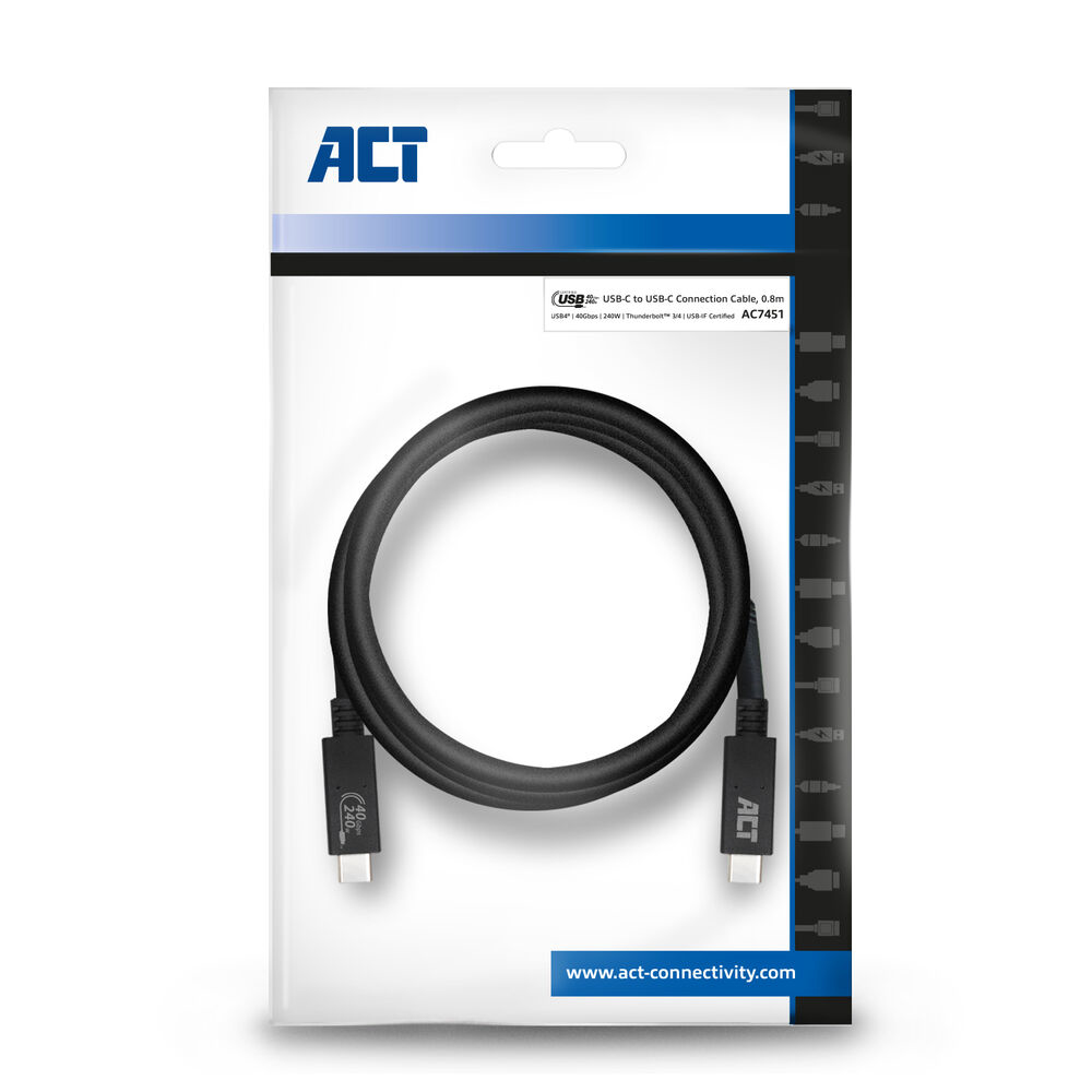 USB4 40Gbps Connection Cable C Male - C Male 1M USB-IF Certified