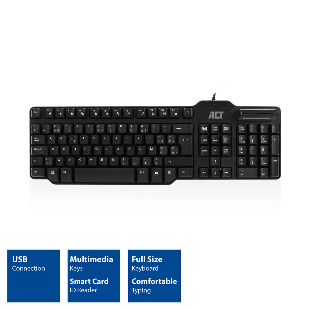 USB Keyboard With Smart Card Reader Azerty Belgian