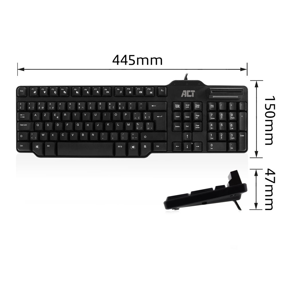 USB Keyboard With Smart Card Reader Azerty Belgian