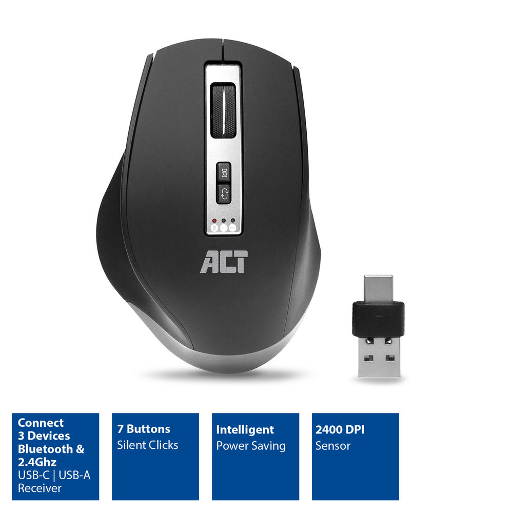 Wireless Multi-Connect Mouse 600 till 2400 dpi Black