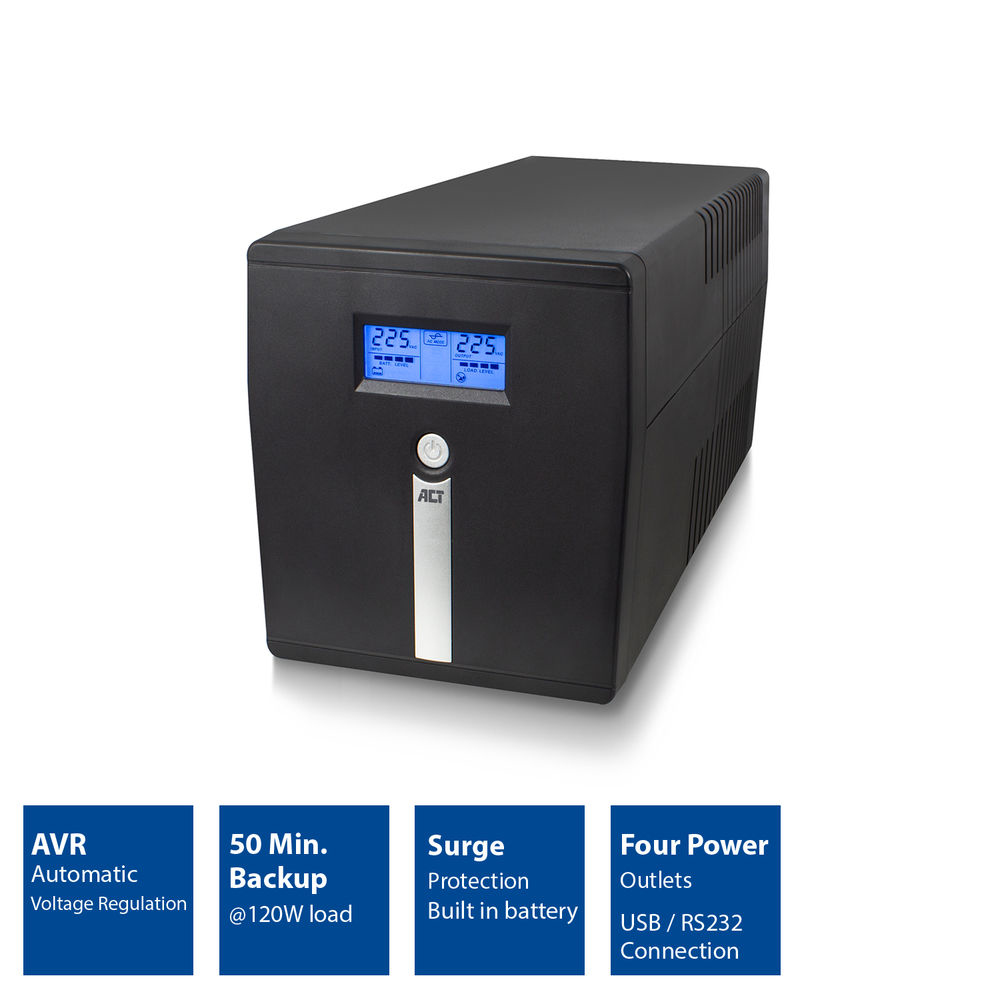 UPS 1000VA 2x IEC C13 2x Type F Female 1x USB, 1x RS232
