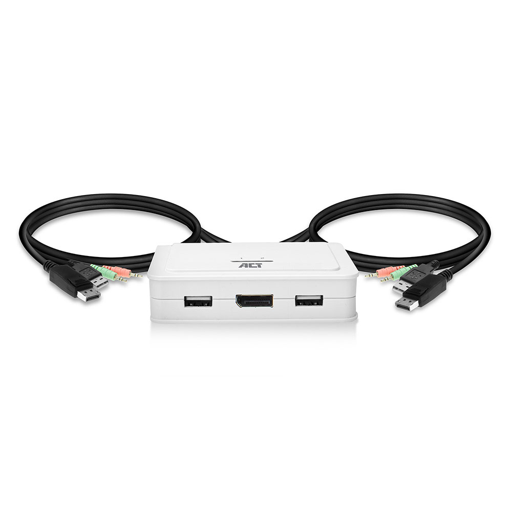 DisplayPort 4K KVM Switch With Fixed Cables